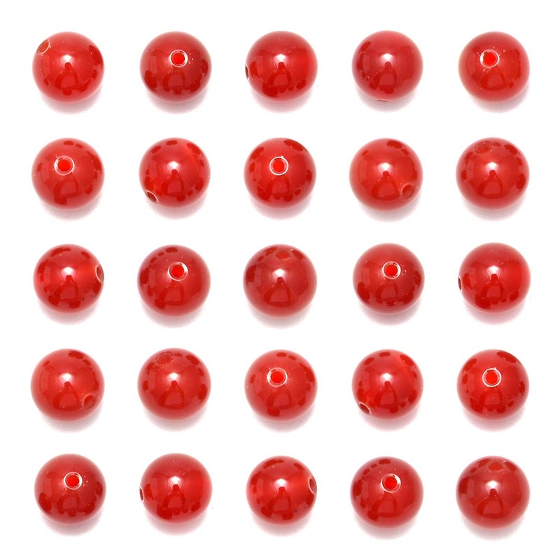 NCB 100pcs 8mm Round Carnelian Natural Stone Beads for Jewelry Making (Red, 100Beads) - Image 1